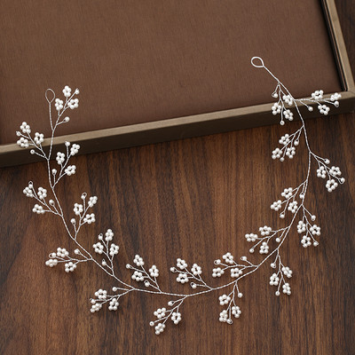 2020 Сватбени аксесоари за коса Кристална перлена лента за глава Диадема Цвете Глава Коса Лоза Дамски бижута за коса Булчински аксесоари за коса