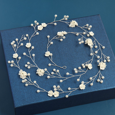 2020 Сватбени аксесоари за коса Кристална перлена лента за глава Диадема Цвете Глава Коса Лоза Дамски бижута за коса Булчински аксесоари за коса