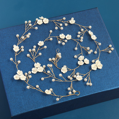 2020 Сватбени аксесоари за коса Кристална перлена лента за глава Диадема Цвете Глава Коса Лоза Дамски бижута за коса Булчински аксесоари за коса