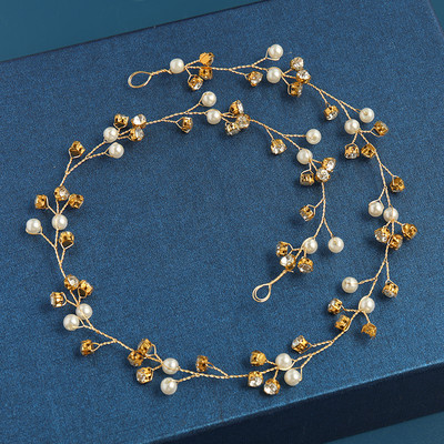 2020 Сватбени аксесоари за коса Кристална перлена лента за глава Диадема Цвете Глава Коса Лоза Дамски бижута за коса Булчински аксесоари за коса