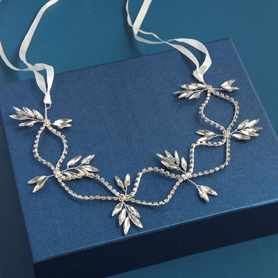 2020 Сватбени аксесоари за коса Кристална перлена лента за глава Диадема Цвете Глава Коса Лоза Дамски бижута за коса Булчински аксесоари за коса