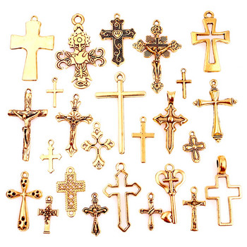 ΜΙΞ 26 τμχ Cross Charm Vintage Σταυροί από κράμα ψευδαργύρου Μενταγιόν Θρησκευτική πίστη Γούρια Κοσμήματα Ευρήματα Κατασκευή Cruces Bisuteria