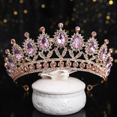 Luksuslikud sinised kivikristallidest pulmakroonidega tiaarad ja kroonid Kuninganna diadeemivõistlus Crown Pruudi juuste ehted