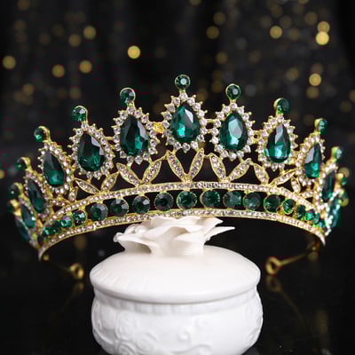 Luksuslikud sinised kivikristallidest pulmakroonidega tiaarad ja kroonid Kuninganna diadeemivõistlus Crown Pruudi juuste ehted