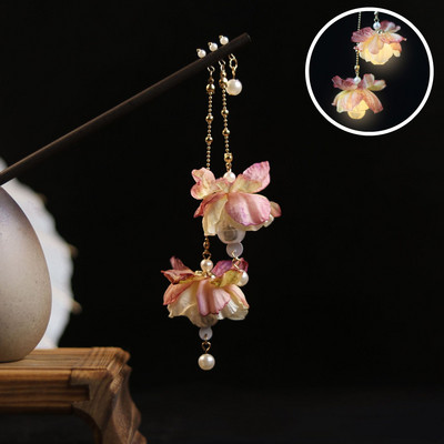 Kineska palača Lantern Ukosnice Stezaljke zlatne boje Metalni štapići za kosu Vilice sa svjetlom Žene Djevojke Privjesak Nakit za Hanfu haljinu