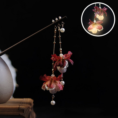 Kineska palača Lantern Ukosnice Stezaljke zlatne boje Metalni štapići za kosu Vilice sa svjetlom Žene Djevojke Privjesak Nakit za Hanfu haljinu