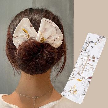 AMORCOME1PC Дефт кок лента за коса Дамски стайлинг на коса Цветен растителен модел Hair Bun Maker Поставка за опашка Аксесоари за коса 2022