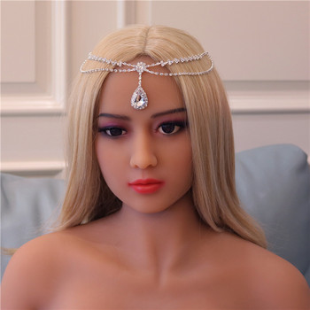 Boho булчинска сватбена верига за глава със стрази бижута за коса за жени сватбена овална кристална верига за коса аксесоари подаръци