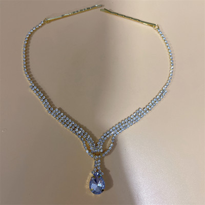 Boho булчинска сватбена верига за глава със стрази бижута за коса за жени сватбена овална кристална верига за коса аксесоари подаръци