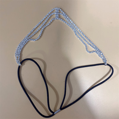 Boho булчинска сватбена верига за глава със стрази бижута за коса за жени сватбена овална кристална верига за коса аксесоари подаръци