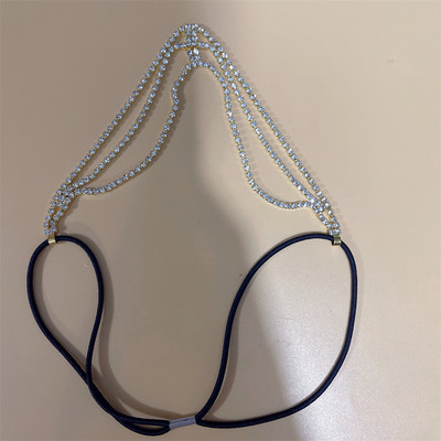 Boho булчинска сватбена верига за глава със стрази бижута за коса за жени сватбена овална кристална верига за коса аксесоари подаръци