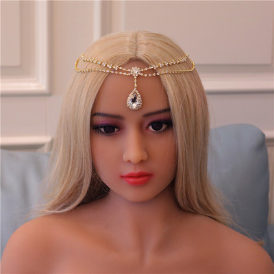 Boho булчинска сватбена верига за глава със стрази бижута за коса за жени сватбена овална кристална верига за коса аксесоари подаръци