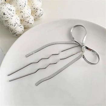 Fashion Metal Shape U Hair Stick για Γυναικεία Ασημί Χρυσό Χρώμα Κομψή φουρκέτα με σμάλτο κοχύλι Αξεσουάρ Γυναικεία κοσμήματα μαλλιών