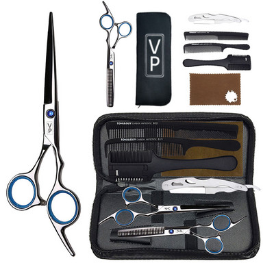 Professional Hairdressing Haircut Scissors 6 Inch 440C Barber Shop Hairdresser`s Cutting Thinning Tools High Quality Salon Set