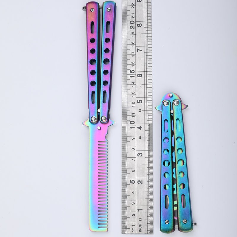 1 vnt. sulankstomas šukos iš nerūdijančio plieno drugelio peilio šukos barzdos ūsų šepetys salono kirpyklos formavimo įrankis