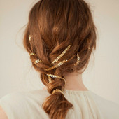 Agrafe de păr cu lanț de cupru de culoare aurie pentru femei Agrafe de păr cu ciucuri Bandă împletită Coadă de cal Accesorii pentru păr Crăciun pentru cap