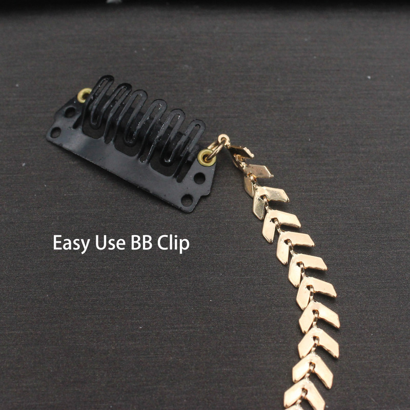 Agrafe de păr cu lanț de cupru de culoare aurie pentru femei Agrafe de păr cu ciucuri Bandă împletită Coadă de cal Accesorii pentru păr Crăciun pentru cap