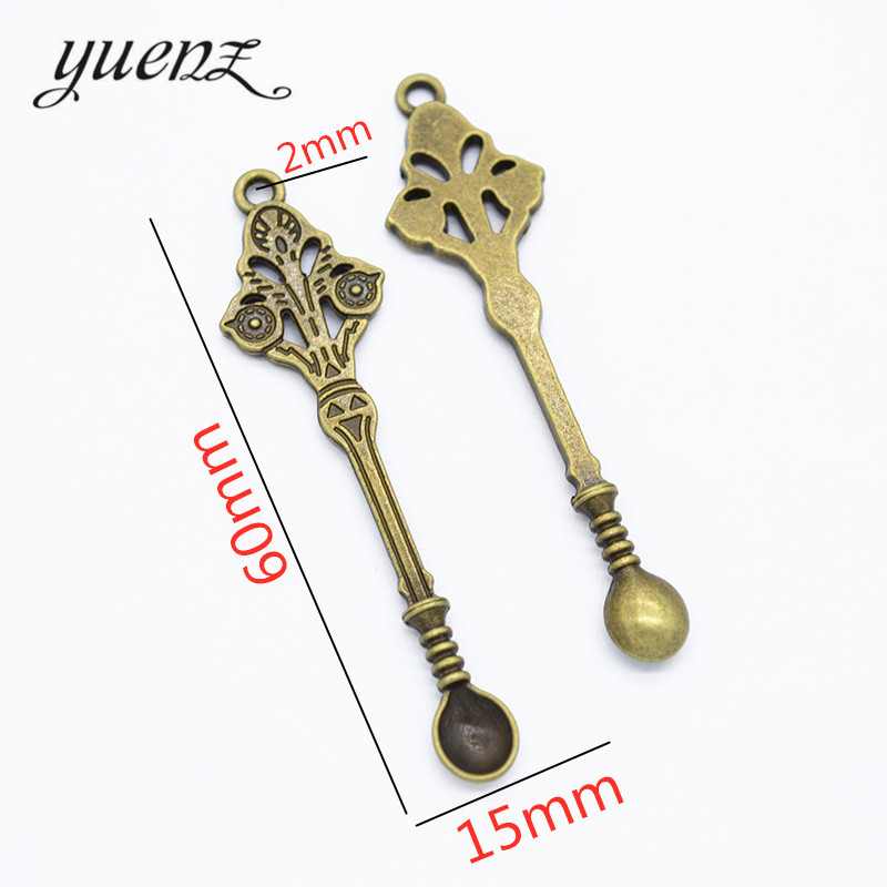 YuenZ 6db 3 színű Charms Spoon Antik ezüstözött medálok ötvözet ékszer készítés barkács kézzel készített kézműves 60*15mm J387