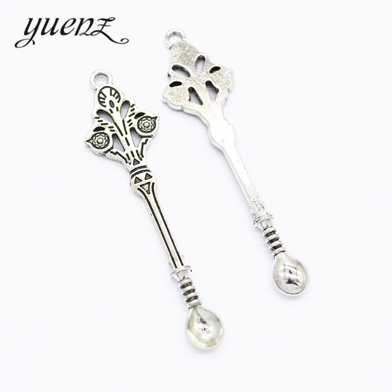YuenZ 6db 3 színű Charms Spoon Antik ezüstözött medálok ötvözet ékszer készítés barkács kézzel készített kézműves 60*15mm J387
