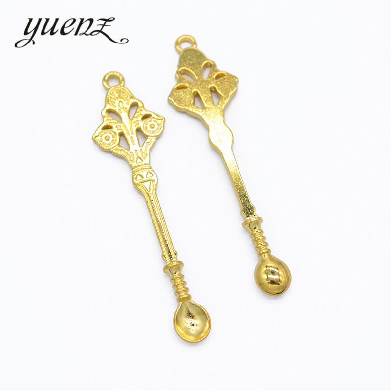 YuenZ 6db 3 színű Charms Spoon Antik ezüstözött medálok ötvözet ékszer készítés barkács kézzel készített kézműves 60*15mm J387