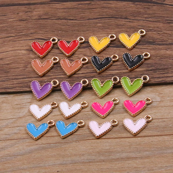 50Pcs 13*13mm 10 Χρώμα Χονδρικό κράμα μετάλλου Drop Oil Mini Love Charms Heart Pendant For DIY βραχιόλι Κολιέ Κατασκευή κοσμημάτων