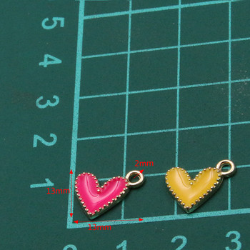 50Pcs 13*13mm 10 Χρώμα Χονδρικό κράμα μετάλλου Drop Oil Mini Love Charms Heart Pendant For DIY βραχιόλι Κολιέ Κατασκευή κοσμημάτων