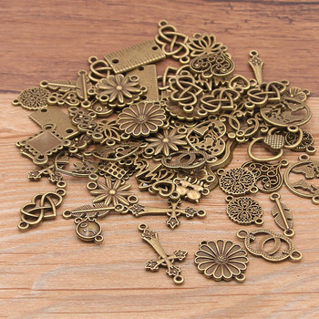 30 ΤΕΜ. 10 Χρώμα 15-30 στυλ Μεταλλικό κράμα Vintage Mix Plant Heart Connectors Charm For Diy Handmade Bracelet Κατασκευή κοσμημάτων