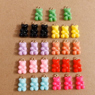 30db 11*20mm Candy Colors Rajzfilm medvebűvek aranyos csepp fülbevalók medálok nyakláncok karkötők barkács kézzel készített ékszerek leletek