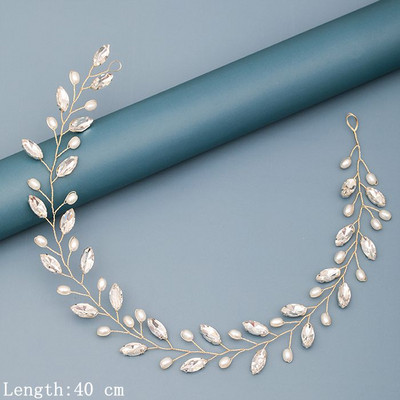 Traka za kosu s bisernim dijamantima Vjenčani dodaci za kosu za žene Vjenčana traka za kosu Nakit za kosu Svijetlo zlatni dodaci za vjenčanje