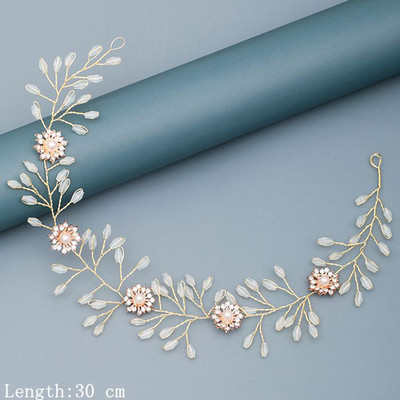 Traka za kosu s bisernim dijamantima Vjenčani dodaci za kosu za žene Vjenčana traka za kosu Nakit za kosu Svijetlo zlatni dodaci za vjenčanje