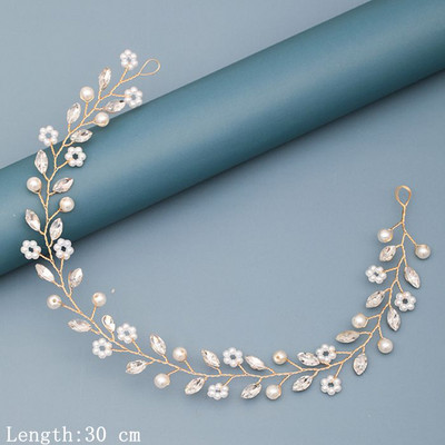 Traka za kosu s bisernim dijamantima Vjenčani dodaci za kosu za žene Vjenčana traka za kosu Nakit za kosu Svijetlo zlatni dodaci za vjenčanje