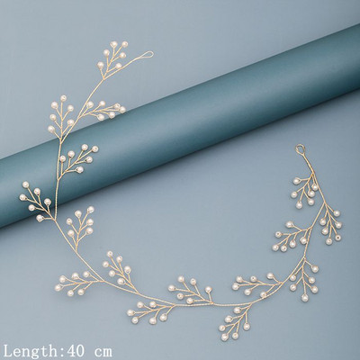 Traka za kosu s bisernim dijamantima Vjenčani dodaci za kosu za žene Vjenčana traka za kosu Nakit za kosu Svijetlo zlatni dodaci za vjenčanje