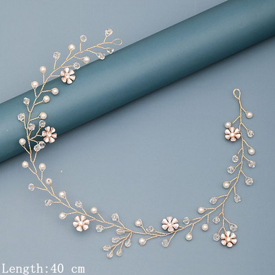 Traka za kosu s bisernim dijamantima Vjenčani dodaci za kosu za žene Vjenčana traka za kosu Nakit za kosu Svijetlo zlatni dodaci za vjenčanje