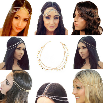 Nauji Hot Bohemian Hair Jewelry Party Vestuvės Vantage Crown Metal Kutas Moterų galvos grandinėlė galvos apdangalas SMR88