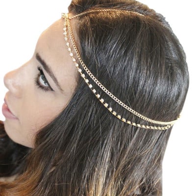Új Hot Bohemian Hair Jewelry Party Esküvői Vantage Crown Metal Bojt Női Fejlánc Fejpánt SMR88