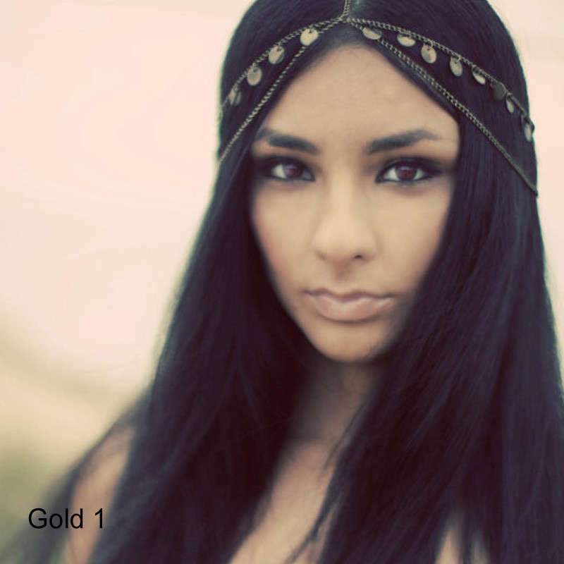 Új Hot Bohemian Hair Jewelry Party Esküvői Vantage Crown Metal Bojt Női Fejlánc Fejpánt SMR88
