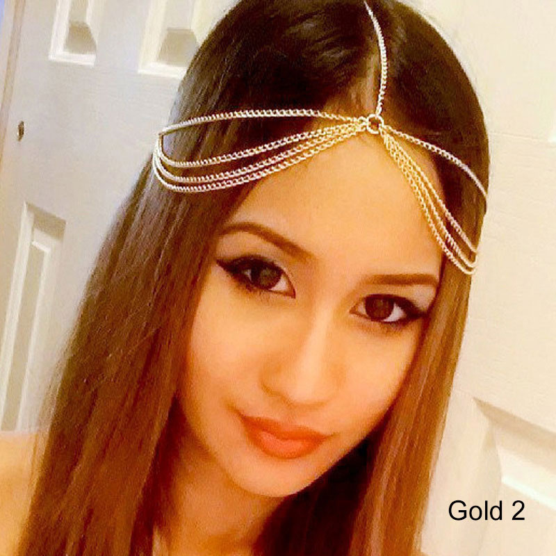 Új Hot Bohemian Hair Jewelry Party Esküvői Vantage Crown Metal Bojt Női Fejlánc Fejpánt SMR88