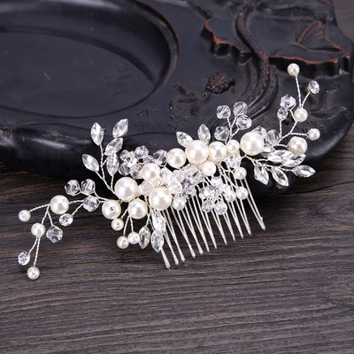 KMVEXO 2018 Noul design european Frunze Accesorii pentru păr de nuntă Perla Cristal Floare Pieptene de păr de mireasă Bijuterii de păr de nuntă Cadou