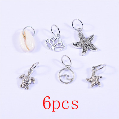 Stilius Skirtingi Starfish Shell plaukų žiedai pinti plaukų segtukai rankogaliai žiedai papuošalai dredų užsegimai priedai mergaitėms, moterys 2021 m.