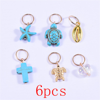 Stilius Skirtingi Starfish Shell plaukų žiedai pinti plaukų segtukai rankogaliai žiedai papuošalai dredų užsegimai priedai mergaitėms, moterys 2021 m.