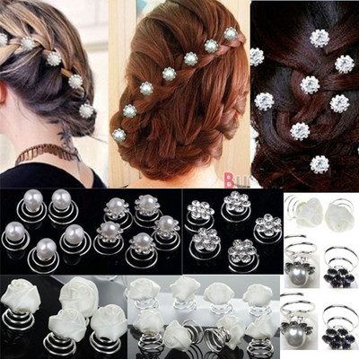 12 buc/lot nuntă, cristal de mireasă, perle artificiale, ace de păr, răsuciri, spirale, ace de păr, accesorii, bijuterii