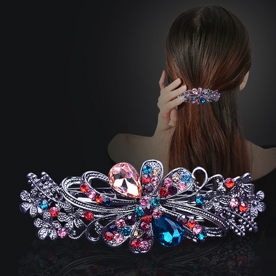 Noua versiune coreeană, floare de cristal strălucitoare, ac de păr de primăvară, clemă de top din zircon retro, coadă de cal, accesorii de păr elegant pentru femei.