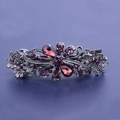 Noua versiune coreeană, floare de cristal strălucitoare, ac de păr de primăvară, clemă de top din zircon retro, coadă de cal, accesorii de păr elegant pentru femei.