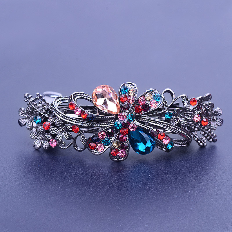 Noua versiune coreeană, floare de cristal strălucitoare, ac de păr de primăvară, clemă de top din zircon retro, coadă de cal, accesorii de păr elegant pentru femei.