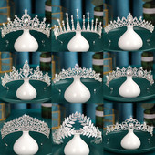 Ezüst színű Esküvői Hajkiegészítők Kristály Strasszkő Korona Olcsó Tiaras Diadems Női Hajékszerek Hercegnő fejdísz