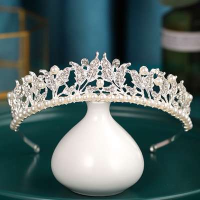 Ezüst színű Esküvői Hajkiegészítők Kristály Strasszkő Korona Olcsó Tiaras Diadems Női Hajékszerek Hercegnő fejdísz