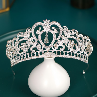 Ezüst színű Esküvői Hajkiegészítők Kristály Strasszkő Korona Olcsó Tiaras Diadems Női Hajékszerek Hercegnő fejdísz