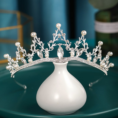 Ezüst színű Esküvői Hajkiegészítők Kristály Strasszkő Korona Olcsó Tiaras Diadems Női Hajékszerek Hercegnő fejdísz