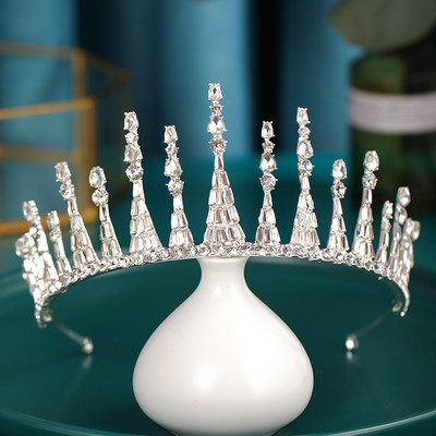Ezüst színű Esküvői Hajkiegészítők Kristály Strasszkő Korona Olcsó Tiaras Diadems Női Hajékszerek Hercegnő fejdísz
