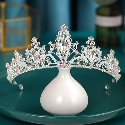 Ezüst színű Esküvői Hajkiegészítők Kristály Strasszkő Korona Olcsó Tiaras Diadems Női Hajékszerek Hercegnő fejdísz